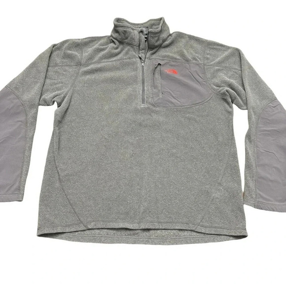EUC The North Face quarter zip pullover fleece. Gray with red logo. Mens Small. - Picture 1 of 7